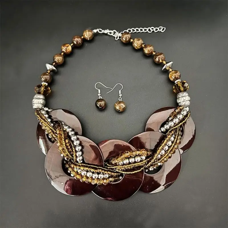 31BB Unique Sea Shell Necklace Earrings Combo Artisanal Crafted Shell Decors