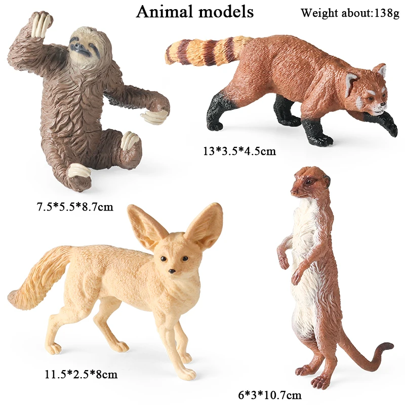 Oenux 4Pcs Wild Animals Action Figure African Lion Tapirus Indicus Camel Antelope Zebra Model Figurines Education Toy Kids Gift