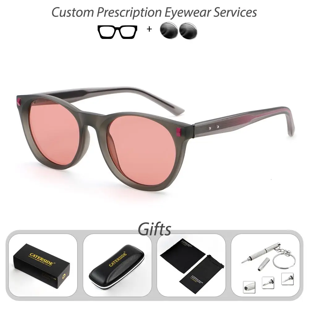 CATERSIDE Herren-Sonnenbrille mit runder Fassung und Federbügel-Design, verschreibungspflichtige Sonnenbrille, verschreibungspflichtige Damen-Fahrbrille – Detail 8