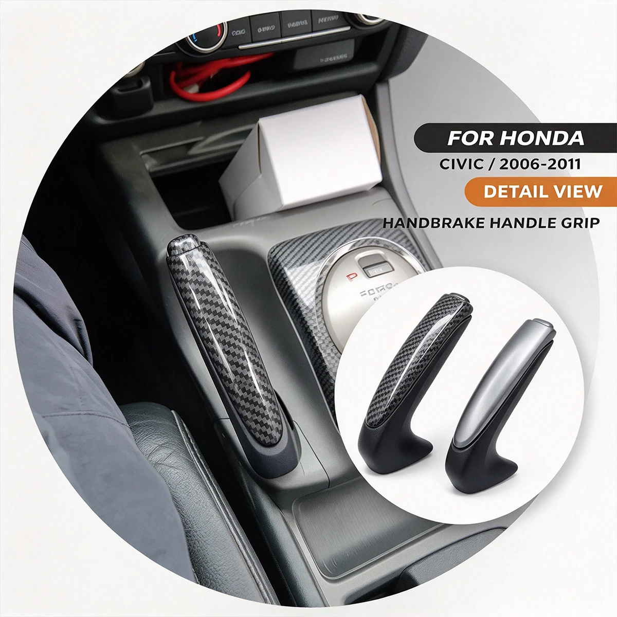 Handbrake Cover Sleeve Protector For Honda Civic 2006-2011 - Anti-Slip Parking Brake Grip Knob Cover, Interior