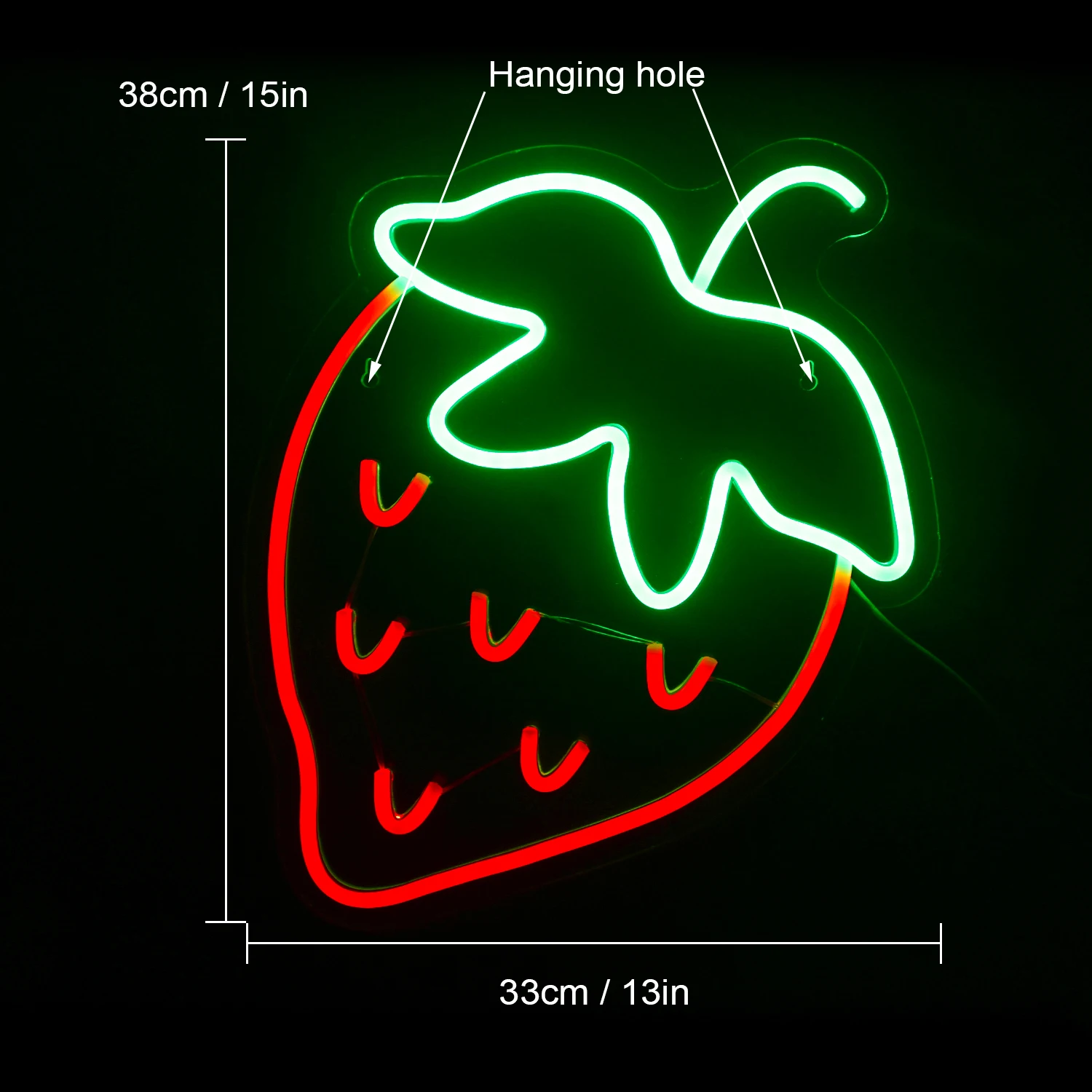 Wanxing Strawberry Neon Sign LED Lamp Acrylic Bar Club Drink Restaurant Shop Party Aesthetics Bedroom Room Home Wall Decor Gift