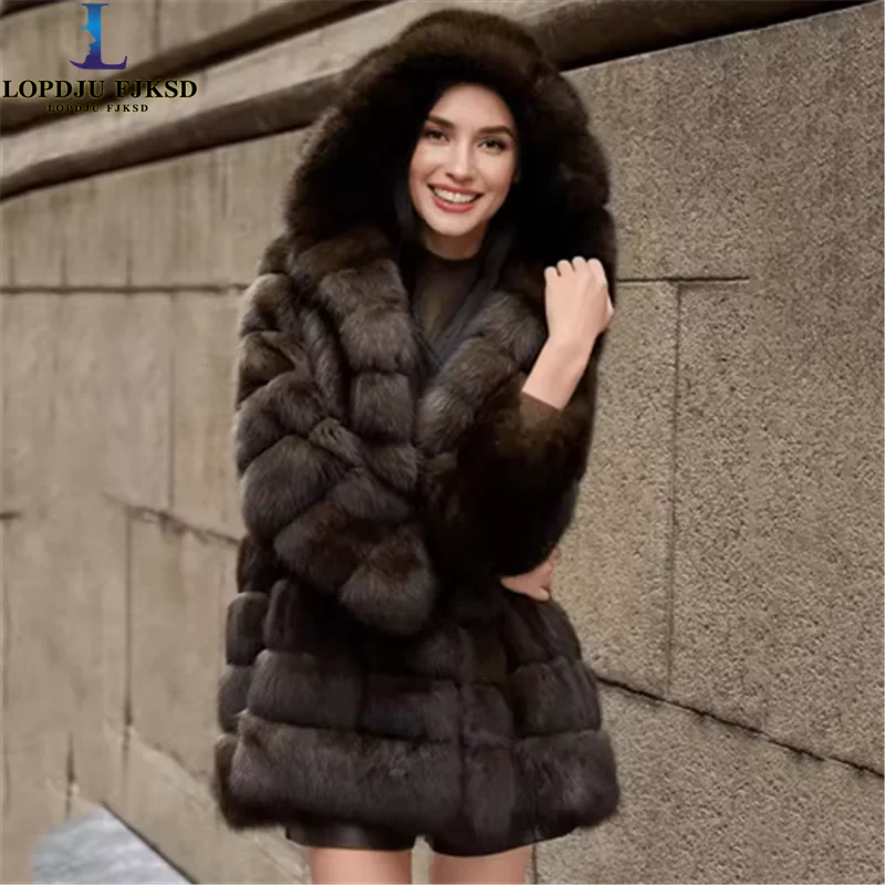High Quality Fur Coat Faux Mink Fur Women Fur Coat 2026 New Winter Thick Temperament Leisure Warm Hooded Women Fur Coat