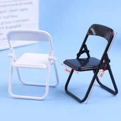 1Pc Dollhouse Miniature Chair Plastic Folding Armchair Simulation Furniture Doll House Decor Accessories Black White