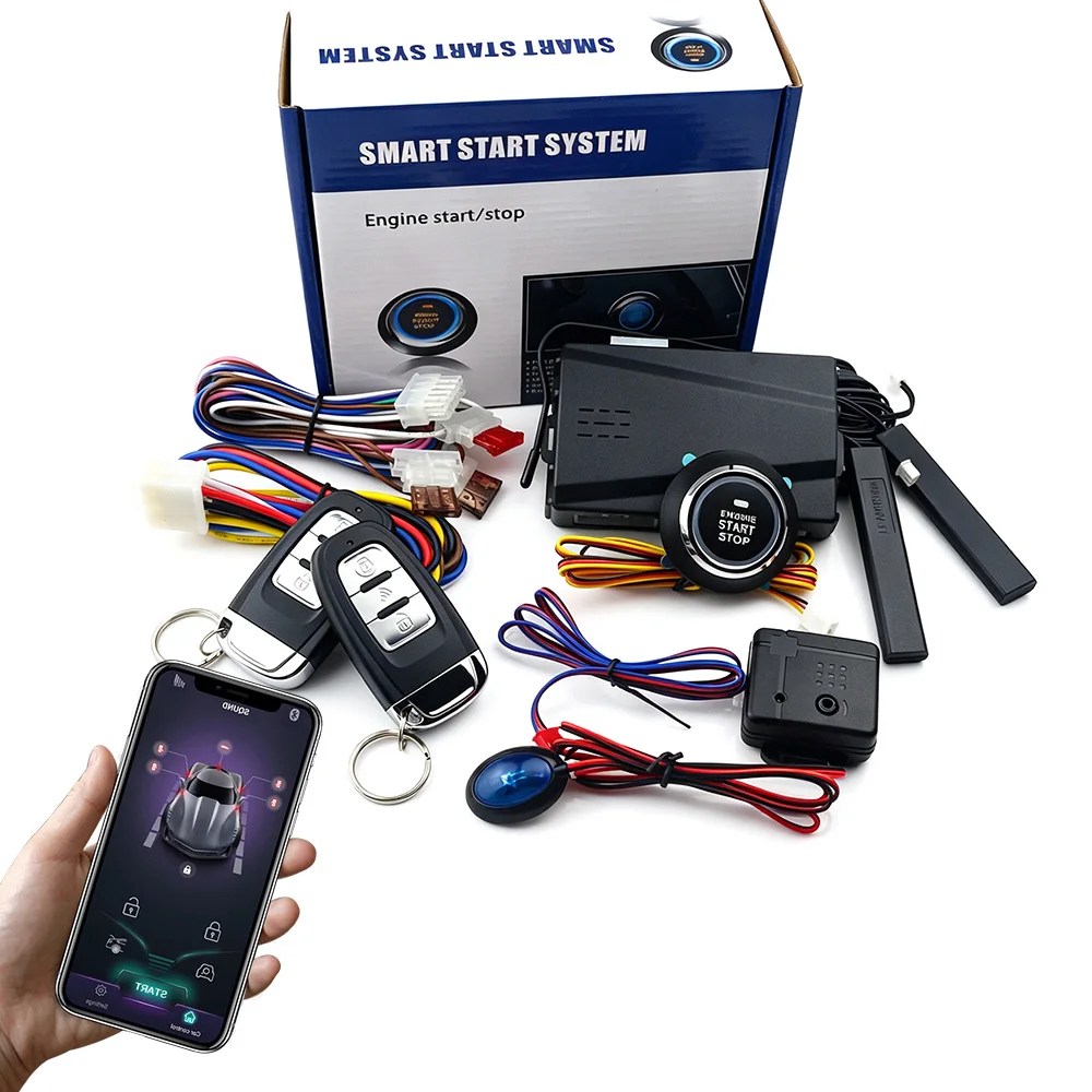 Universal Car Keyless Entry System Bluetooth APP Control Anti Theft Alarm  Push Button Engine Start Stop Kit 12V Aftermarket