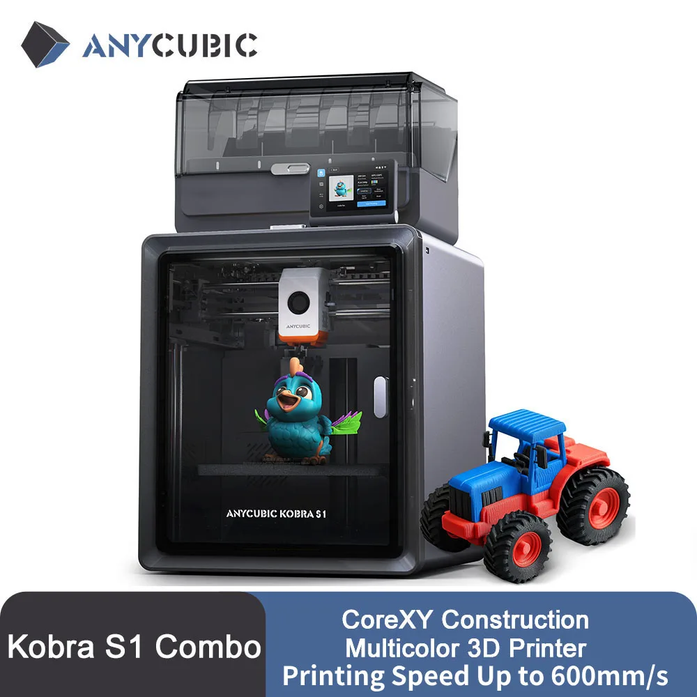 

Anycubic Kobra S1 Combo Многоцветный 3D-принтер Высокоточный Core XY Стабильная структура Ультра-тихая максимальная скорость 600 мм/с 3D-принтер