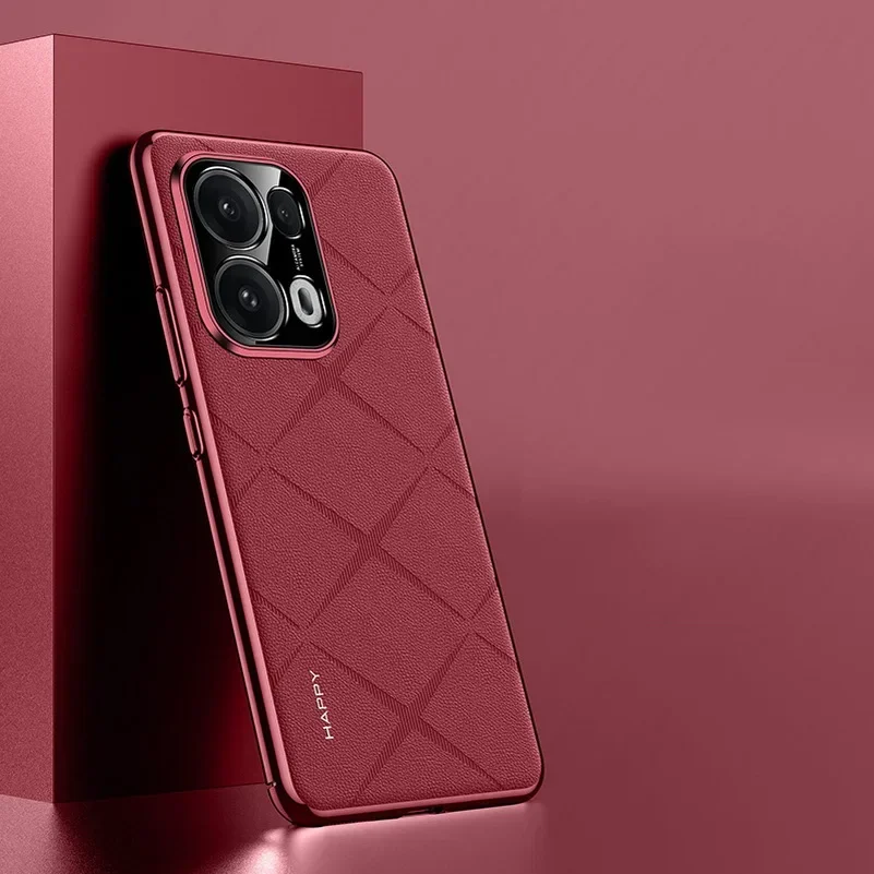 

Luxury Leather Phone Case for OPPO Find X8 Reno 13 Pro 5G Camera Lens Full Ptotect Shockproof Hard Plating PC Back Cover Cases