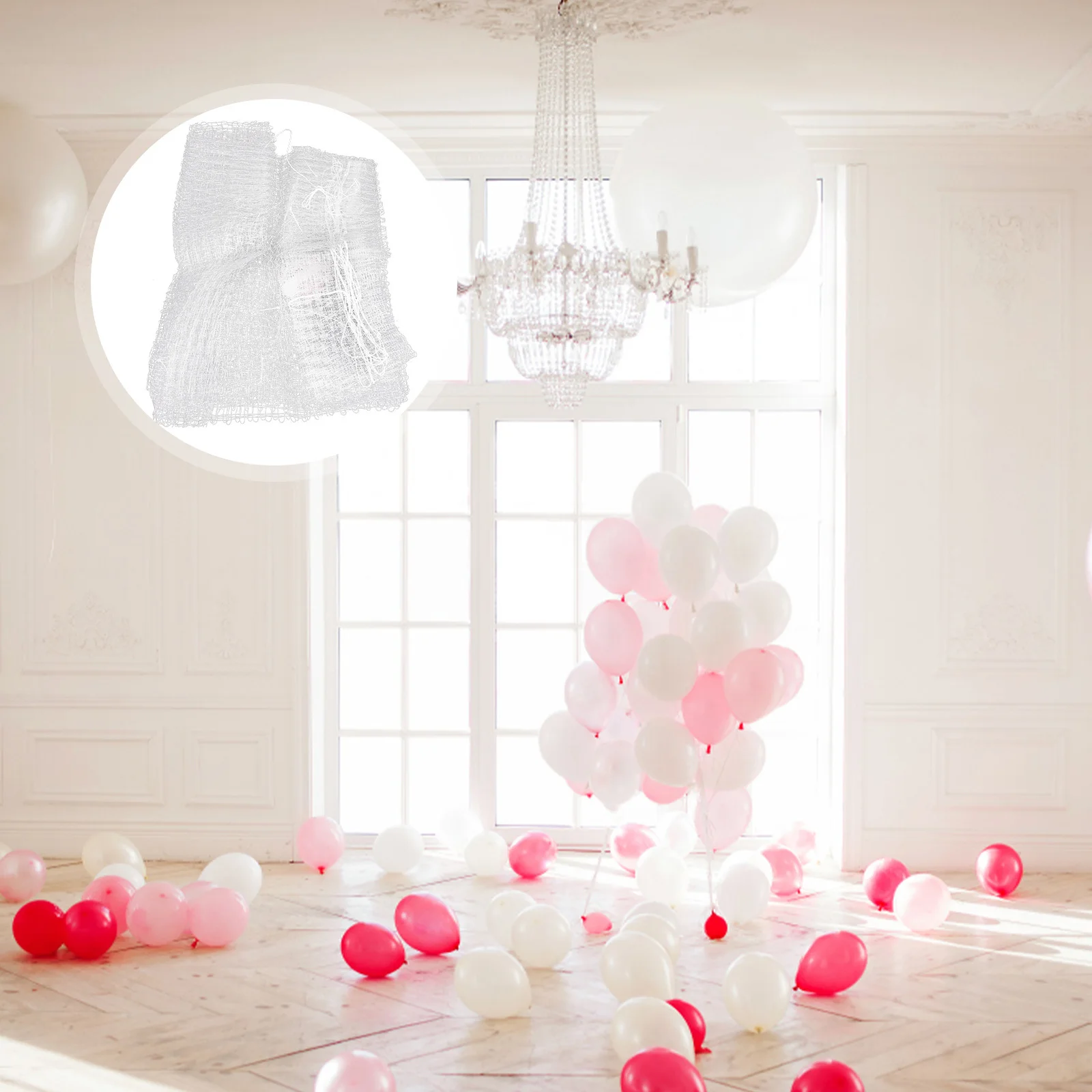 

Drop Net 500X40Cm Large Reusable Balloon Drop Bag For Ceiling Release White Pp Balloon Netting For Party Wedding Gender