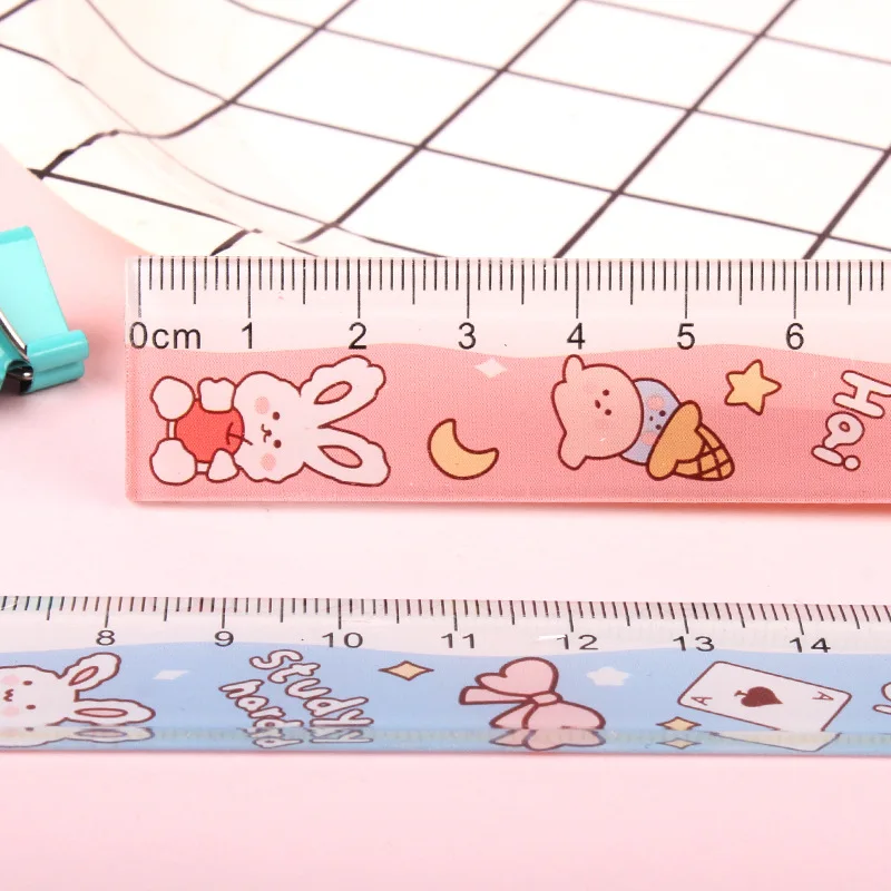 1Pc Cartoon Starry sky Straight Cute Ruler translucent Ruler Stationery Funny Drawing Gift Office School Measuring Drawing