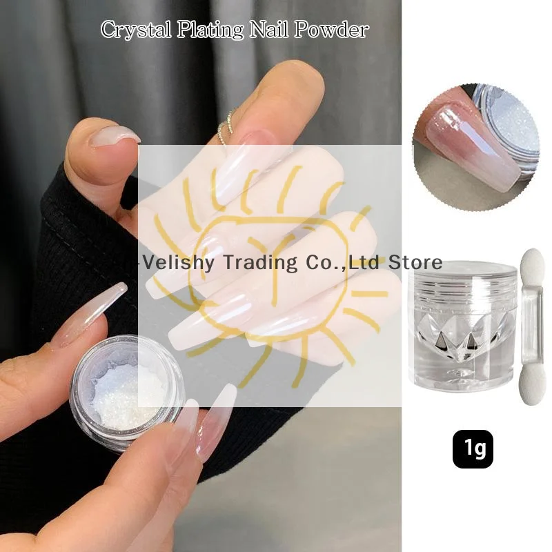 1g คริสตัลชุบเล็บผง CLEAR Ultra Bright Electroplating Effect Moonlight METALLIC ผงกระจกผล Glitter