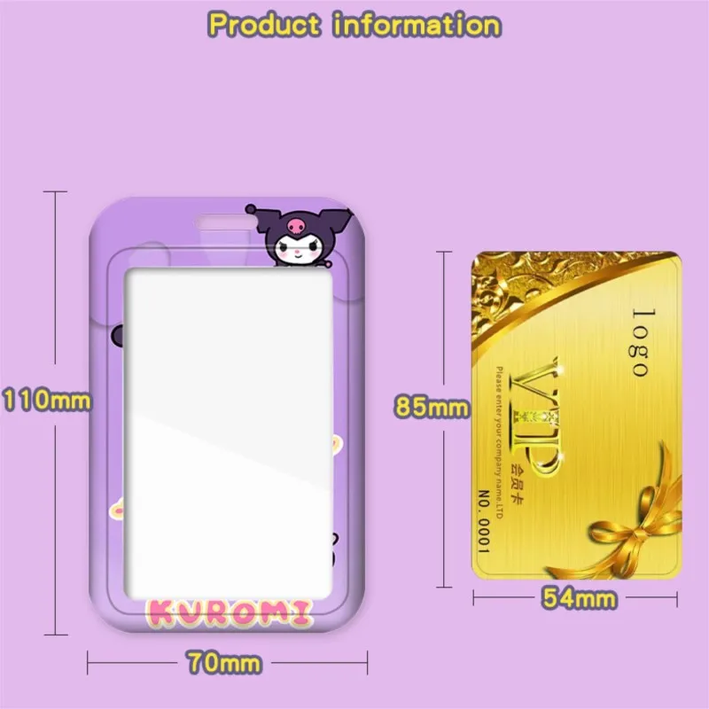 Funda de tarjeta con cordón de dibujos animados Sanrio, funda de tarjeta de identificación kawaii Hello Kitty Kuromi My Melody, autobús y acceso al