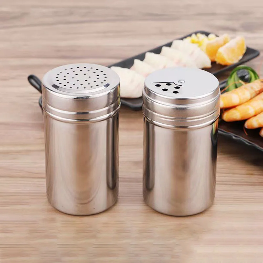 

1 set 1 Set Portable Condiment Shakers Stainless Steel Spice Shaker With Rotatable Lids For Bbq Camping Seasoning Dispenser Salt
