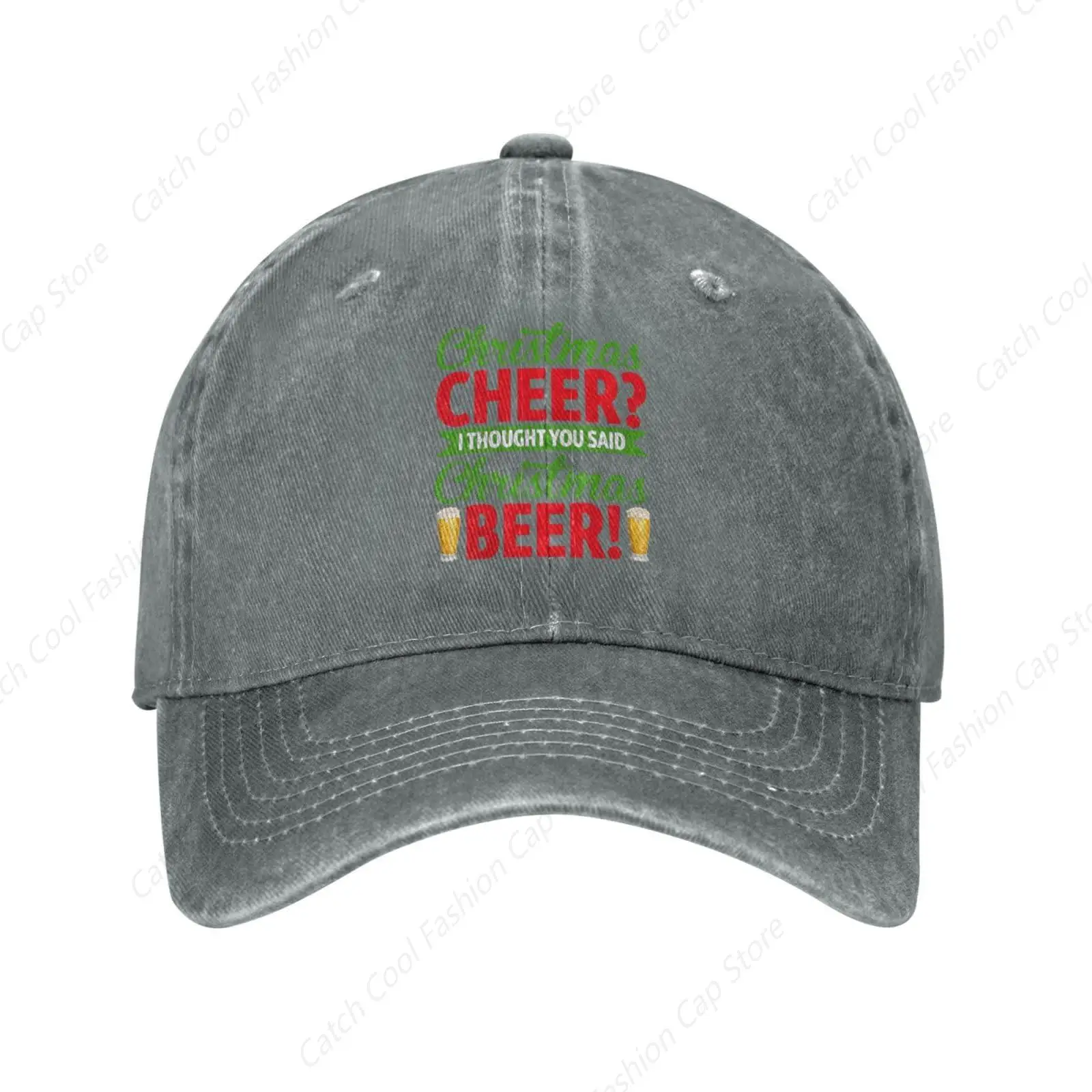 Christmas Cheer I Thought You Said Christmas Beer Baseball Cap for Men Women Vintage Trucker Denim Hat Washed Cotton Fashion