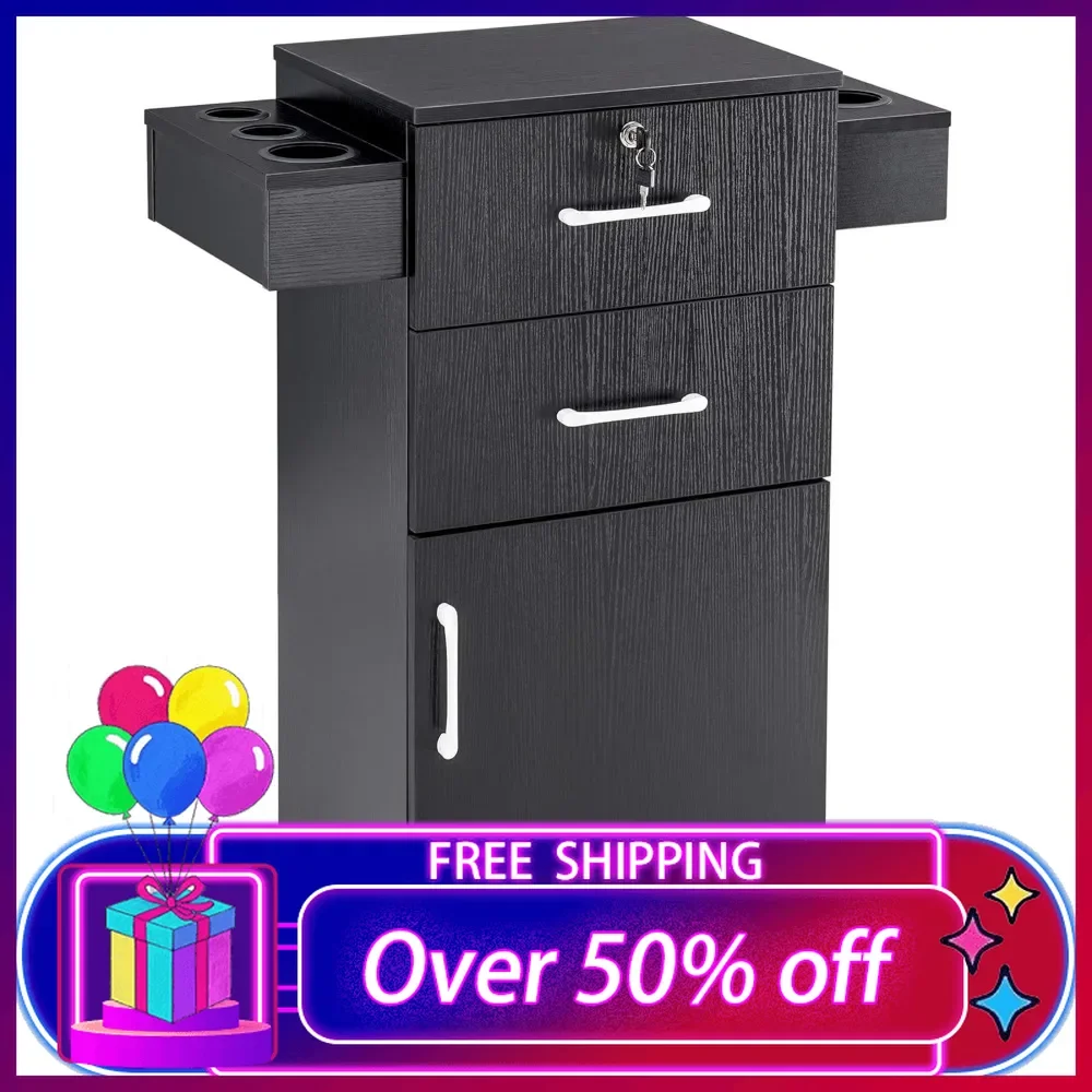 

38"x18"x14" Locking Beauty Salon Storage Cabinet Salon Hair Dryer Barber Shop Stylist Equipment Drawer 2021 (Black)