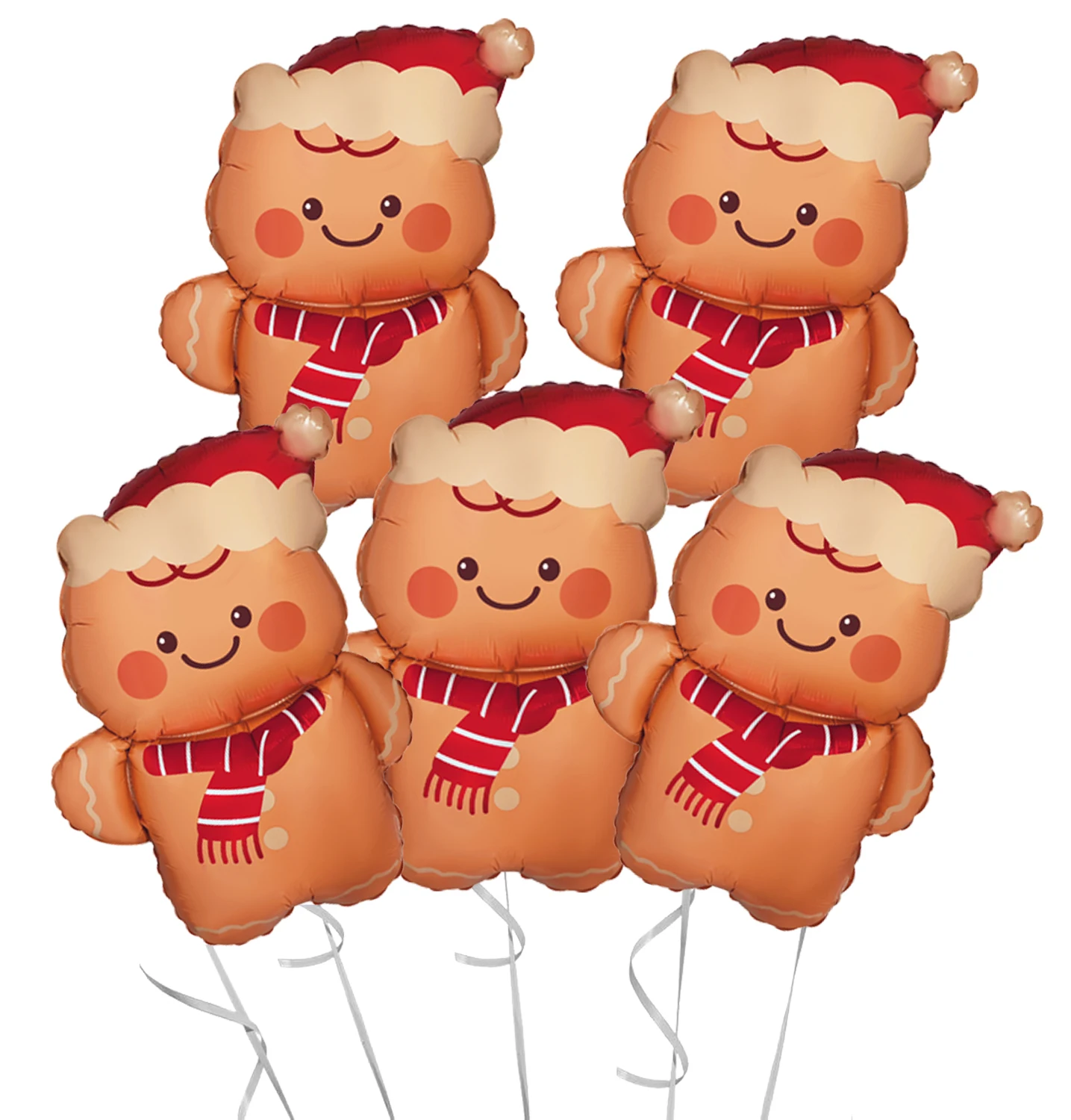 5 Stück 73,5 cm mittelgroßes Lebkuchenmann-Aluminiumfolien-Ballon-Set, geeignet für Weihnachten und Neujahr, Party-Atmosphäre, Dekoration