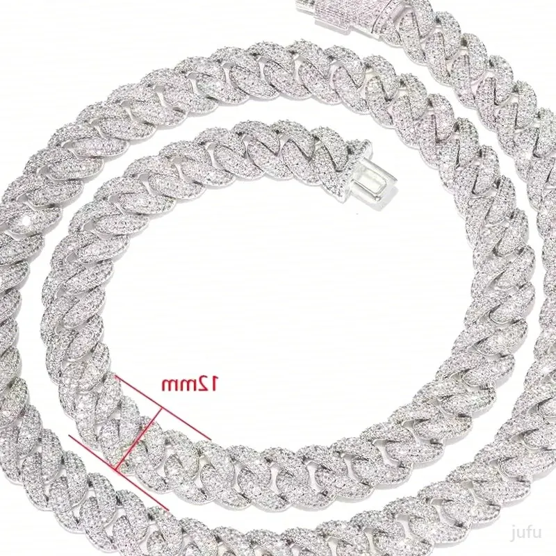 Fashion Hot Sale Moissanite Cuban Chain for Men S925 Sterling Silver Chain Hip Hop Necklace VVS Moissanite Cuban Link Chain..