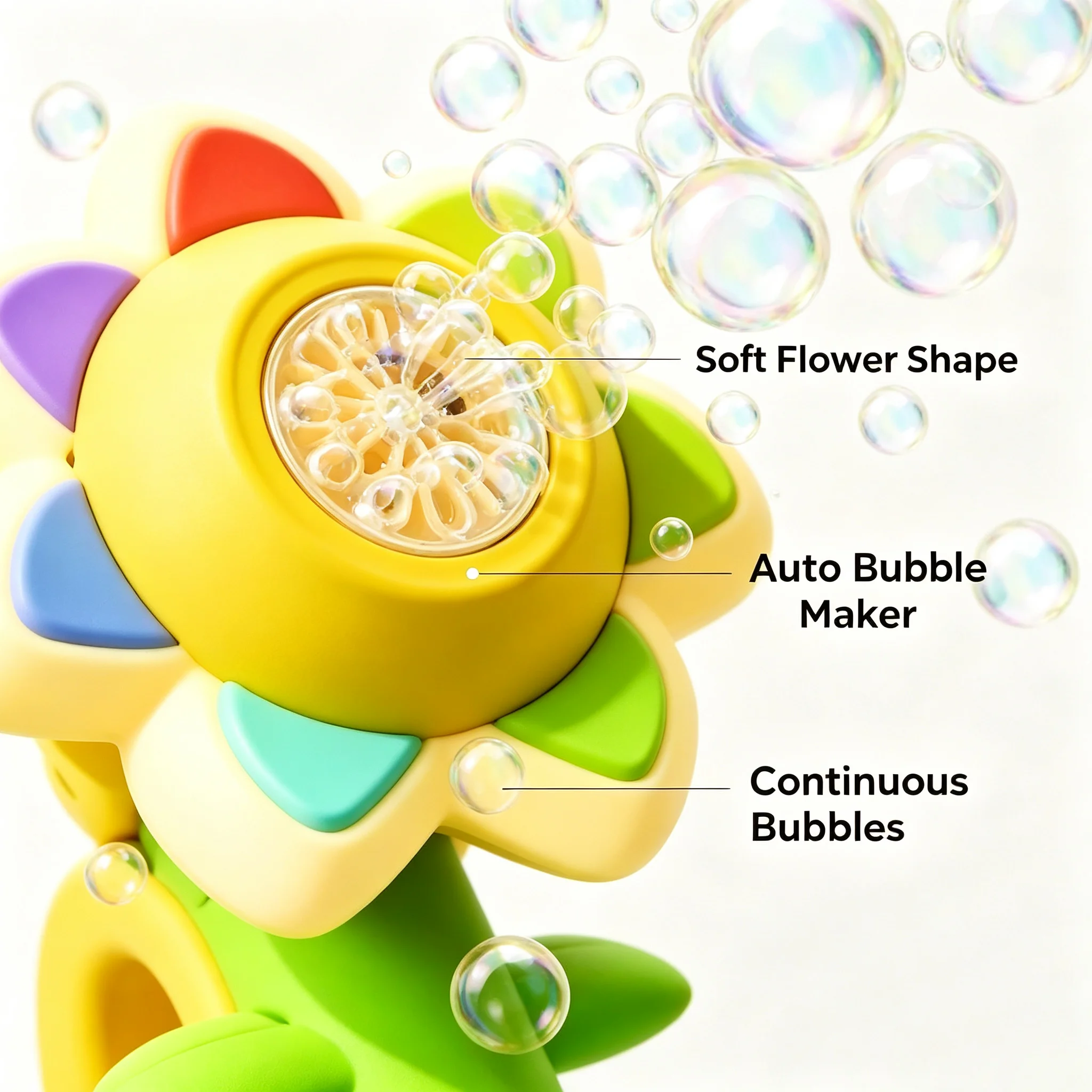 3-speed Adjustment Sunflower Bubble Machine Adjustment Automatic Portable Blowing Bubble Bath Toy Night Light Birthday Party