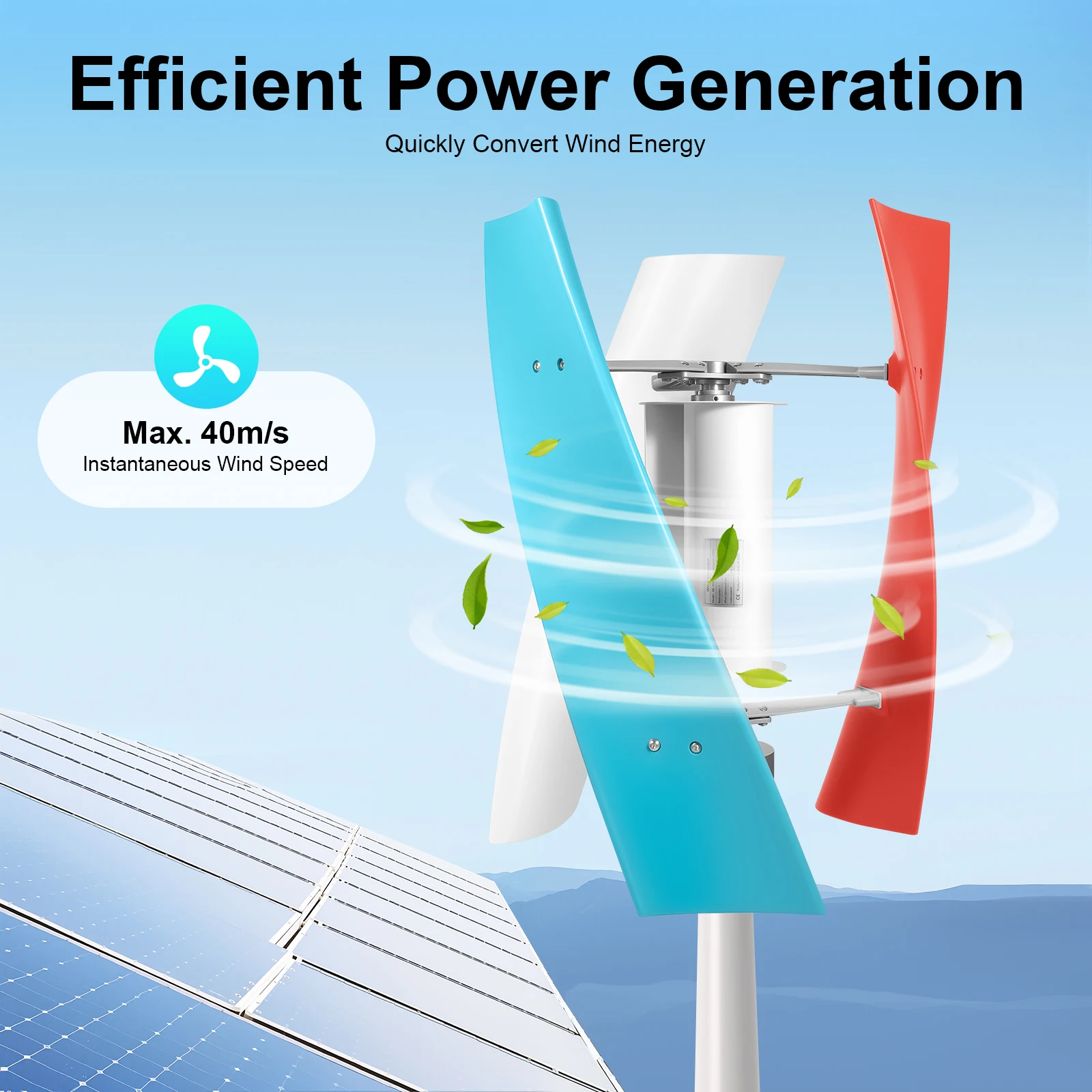 Wind Turbine Vertical Axis Wind Generator Low Noise Maglev Generator With Controller Permanent Magnet Wind Blades Turbine
