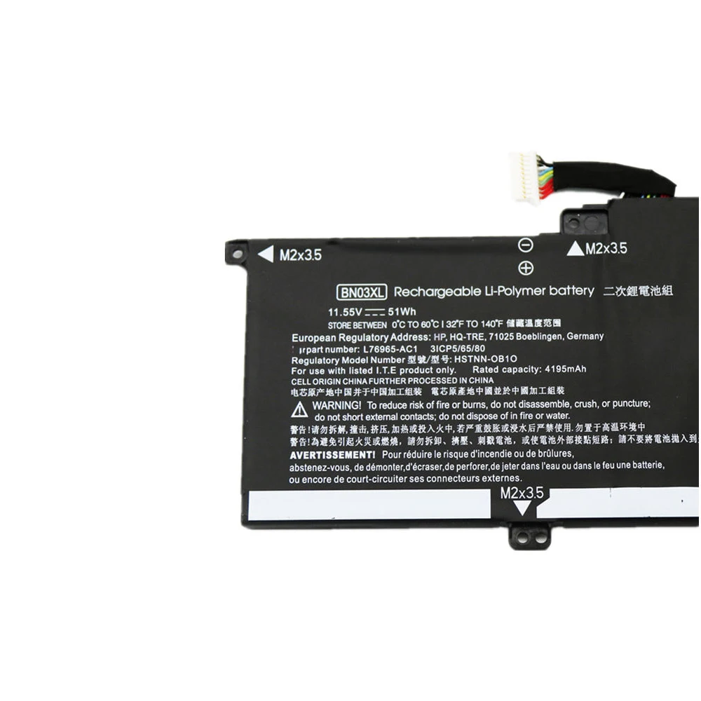 Nueva batería Original y genuino para ordenador portátil BN03XL 11,55 V 51Wh para HP Envy x360 13-a 15m-ee013dx HSTNN-OB1O L76965-AC1