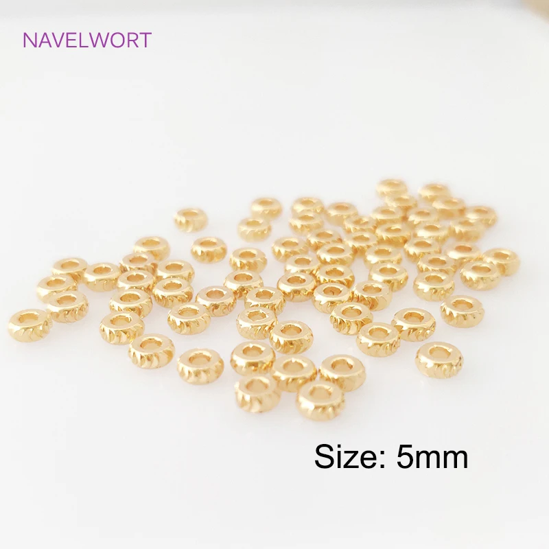 Cuentas espaciadoras de rayas chapadas en oro de 18K, abalorios para la fabricación de joyas DIY, accesorios de cuentas hechas a mano, 2/3/4/5mm