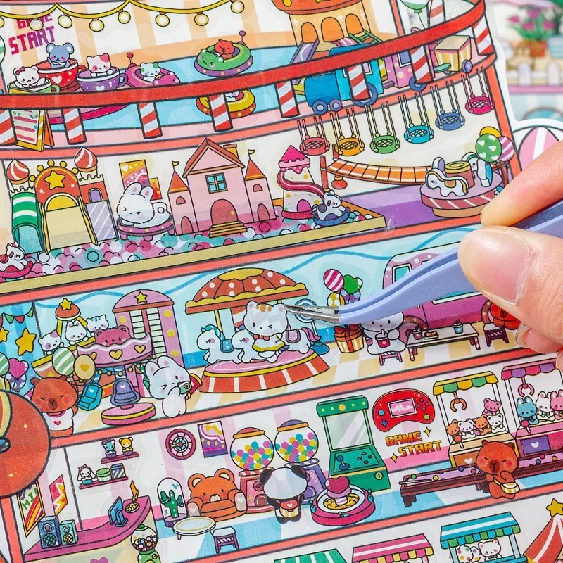 Landscaping DIY 3D Craft Kit Miniature House Model Sticker with Stacked Scene for Parent Child Play Games Classic Toys Sticker