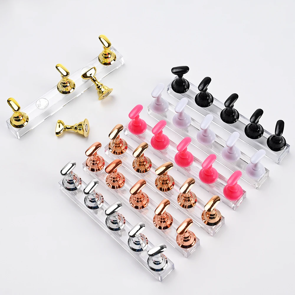 5/10Pcs Chess Borad Magnetic Nail Tips Practice Display Stand Acrylic Nail Art Holder UV Gel Polish Showing Shelf Manicure Tools