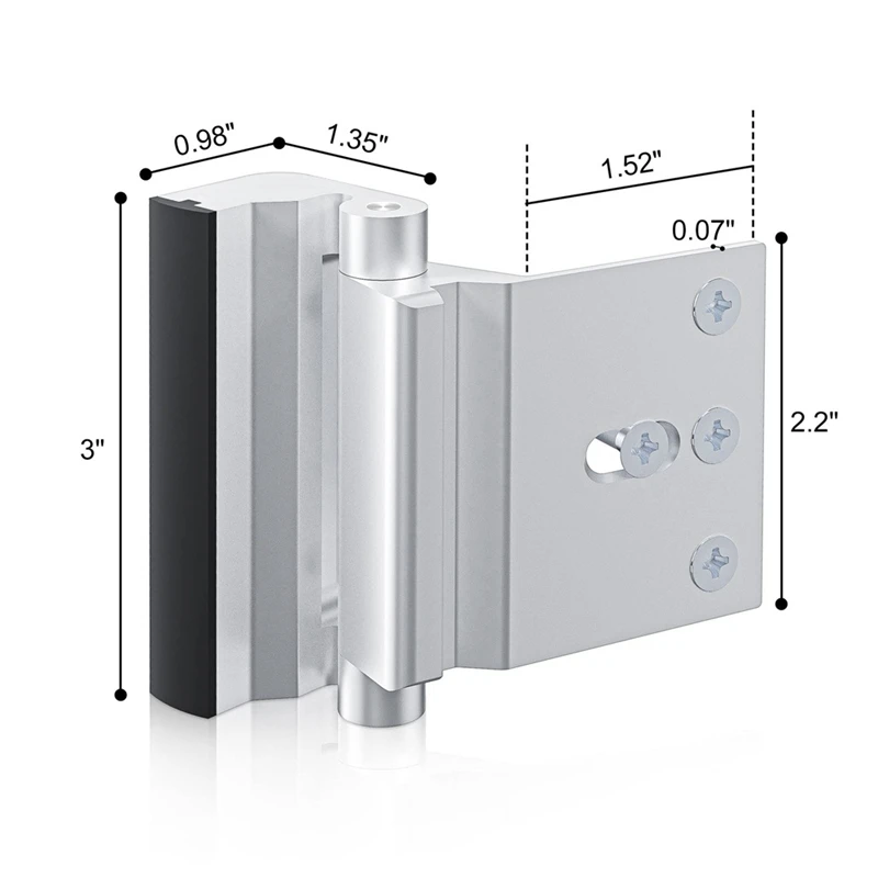 1Pack Door Reinforcement Lock,Aluminium Alloy U Door Reinforcement Lock 3Inch Security Door Lock Home Proof Door Stopper-A28R
