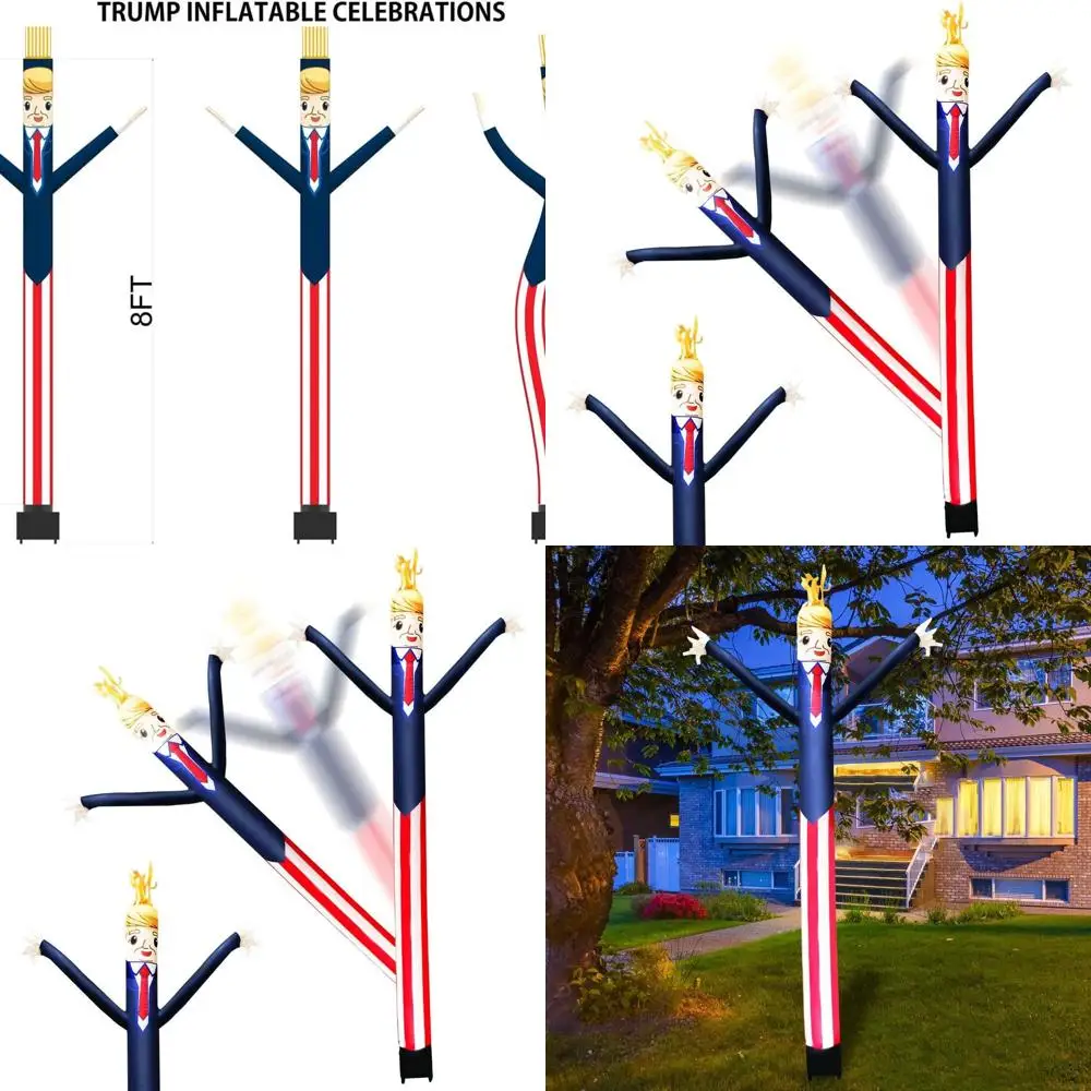 

Inflatable Waving Dancer with Blower Set, 8ft Trump Sky Puppet for 4th July, Veterans Day, and Christmas Decorations
