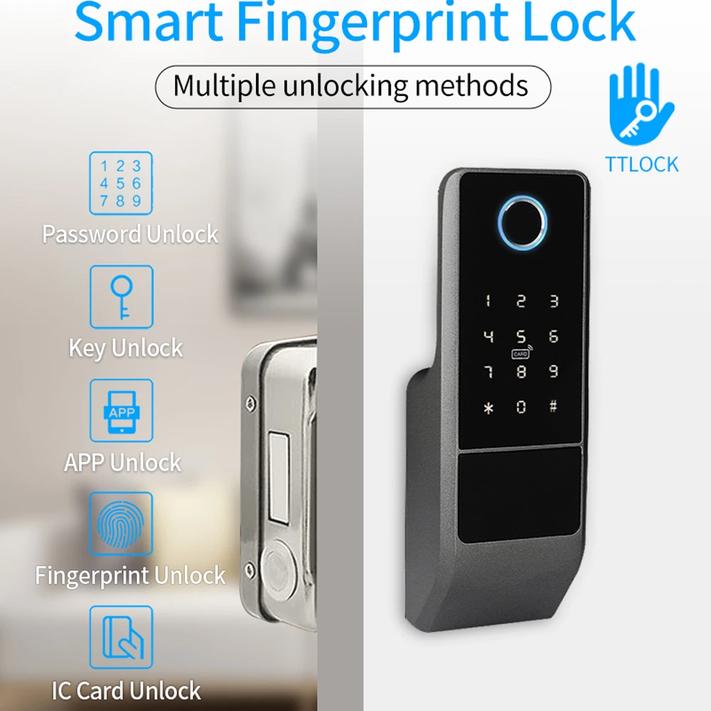 TTLock Bluetooth Fingerprint Waterproof Outdoor Gate Passcode Rfid Card Keyless Smart Door Lock