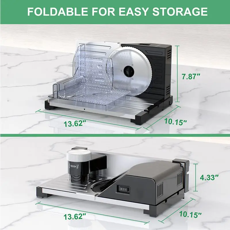 JIQI-rebanadora de rollo de cordero plegable para el hogar, máquina de corte de carne de verduras con Motor de cobre puro ajustable, grosor de