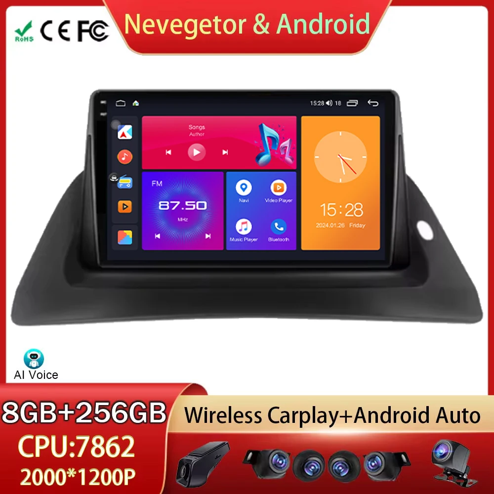 

BT для Renault kangoo 2008 - 2018 Автомагнитола Carplay Android авто мультимедийный видеоплеер GPS навигация QLED экран No 2din DVD