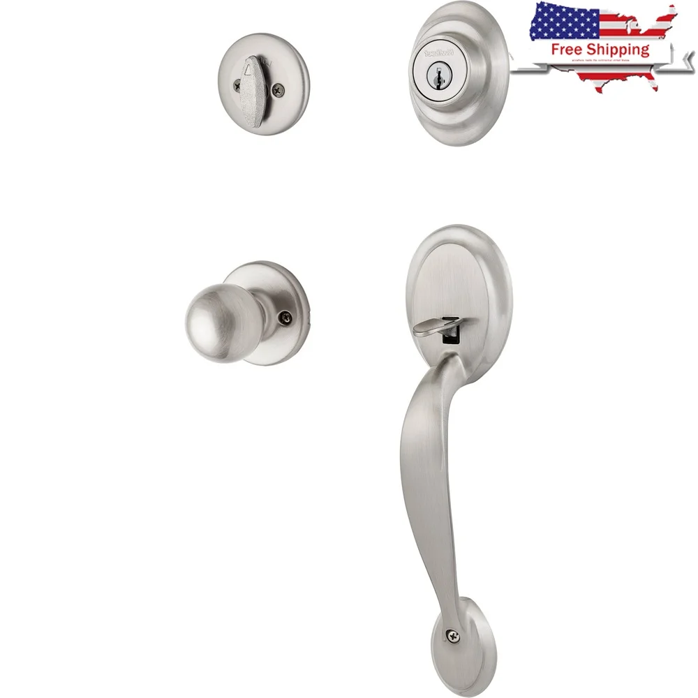 

SmartKey Security Single Cylinder Handleset with Deadbolt Easy Install Adjustable Latch 2 Keys Antimicrobial Exterior Door Lock