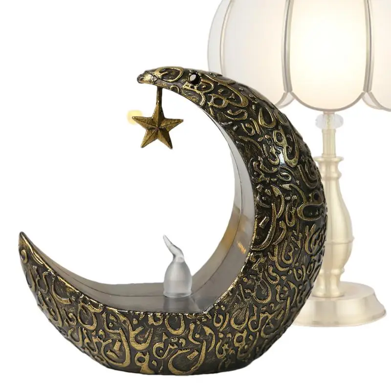 

Eid Candle Light Tabletop LED Moon Light Tabletop Holiday Candle Holders Elegant Candle Lantern Battery Powered Night Light