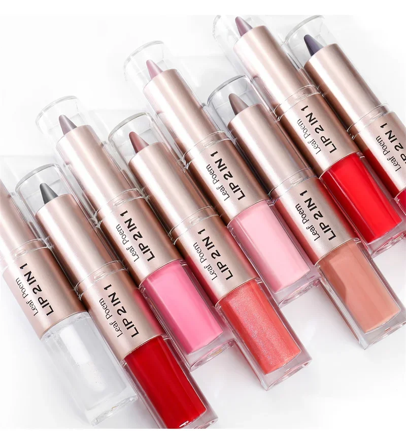 2-in-1 Konischer Gradient-Lipliner-Stift in Nude-Braun, Spiegelglas-Lipgloss, Matter Lippenkonturenstift, Wasserfester Lippenkonturenstift, Nicht klebendes Make-up – Detail 7