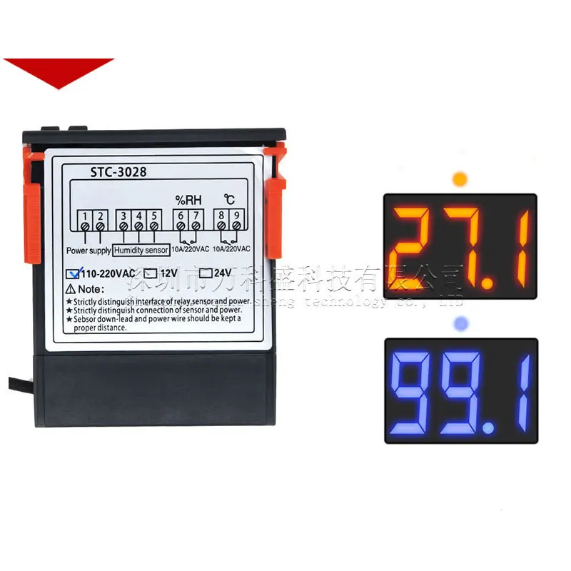 10 قطعة-Stc-3028 ذكي شاشة ديجيتال جهاز التحكم بدرجة الحرارة والرطوبة تربية حضانة درجة الحرارة ومقياس الرطوبة #4