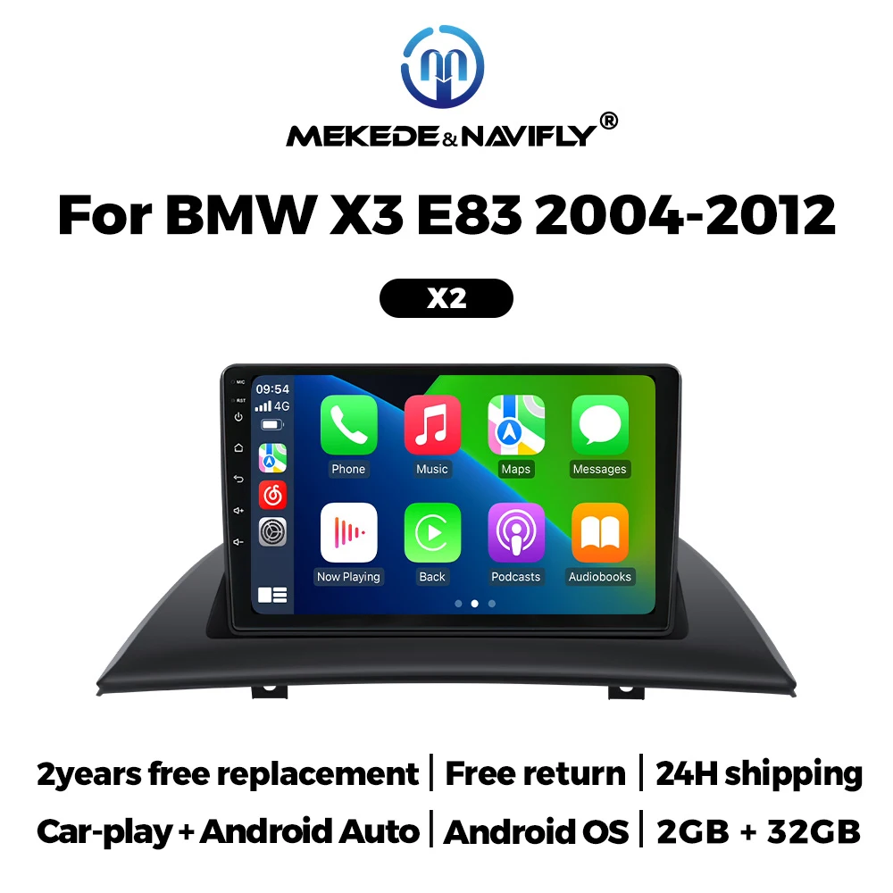 Navifly 9 Inch Head Unit For BMW X3 E83 2004-2012 Multimedia Radio Wireless Carplay Android Auto BT GPS FM RDS IPS Touch Screen