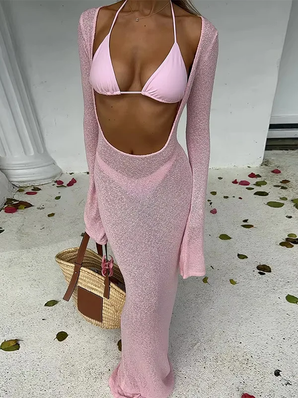 

Sexy Beach Set Three-piece 2026 New Bikini Separate Women's Swimsuit Swimwear Long Sleeve Fashion Set for All Seasons