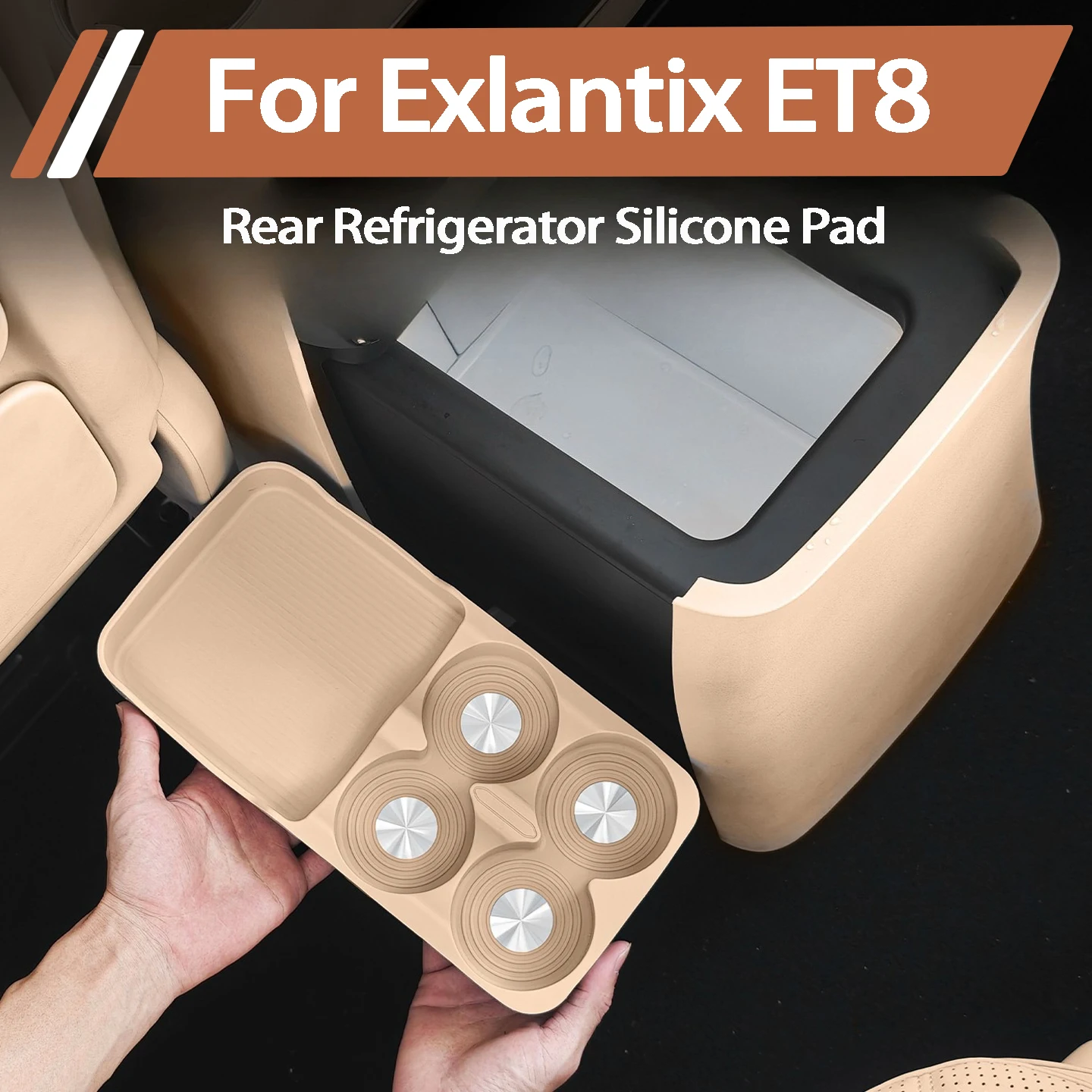 For Esteo Exlantix ET8 Exeed ET8 2026 2027 Rear Refrigerator Silicone Mat Storage Box Cup Holder Fixed Grid Anti Slip Pad