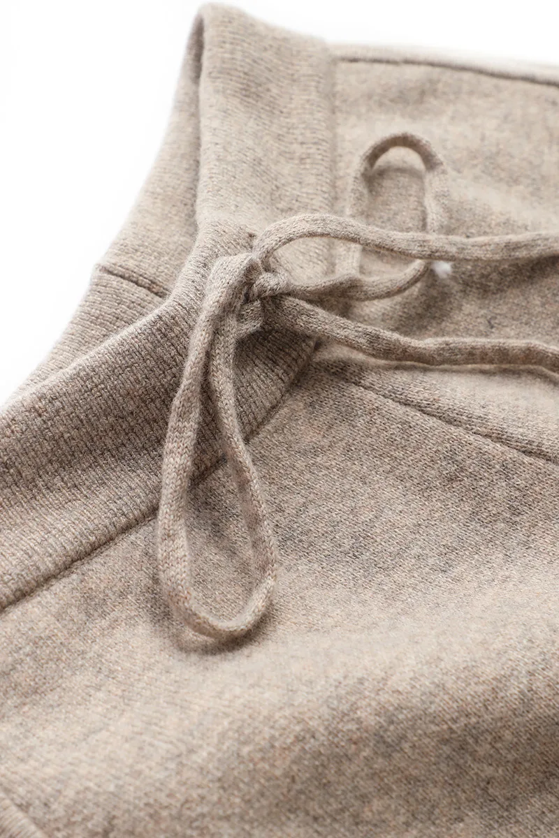 Women Fashion Straight-leg 100% Merino Wool Pants Cashmere Soft Solid Color Trousers Simple And Comfortable