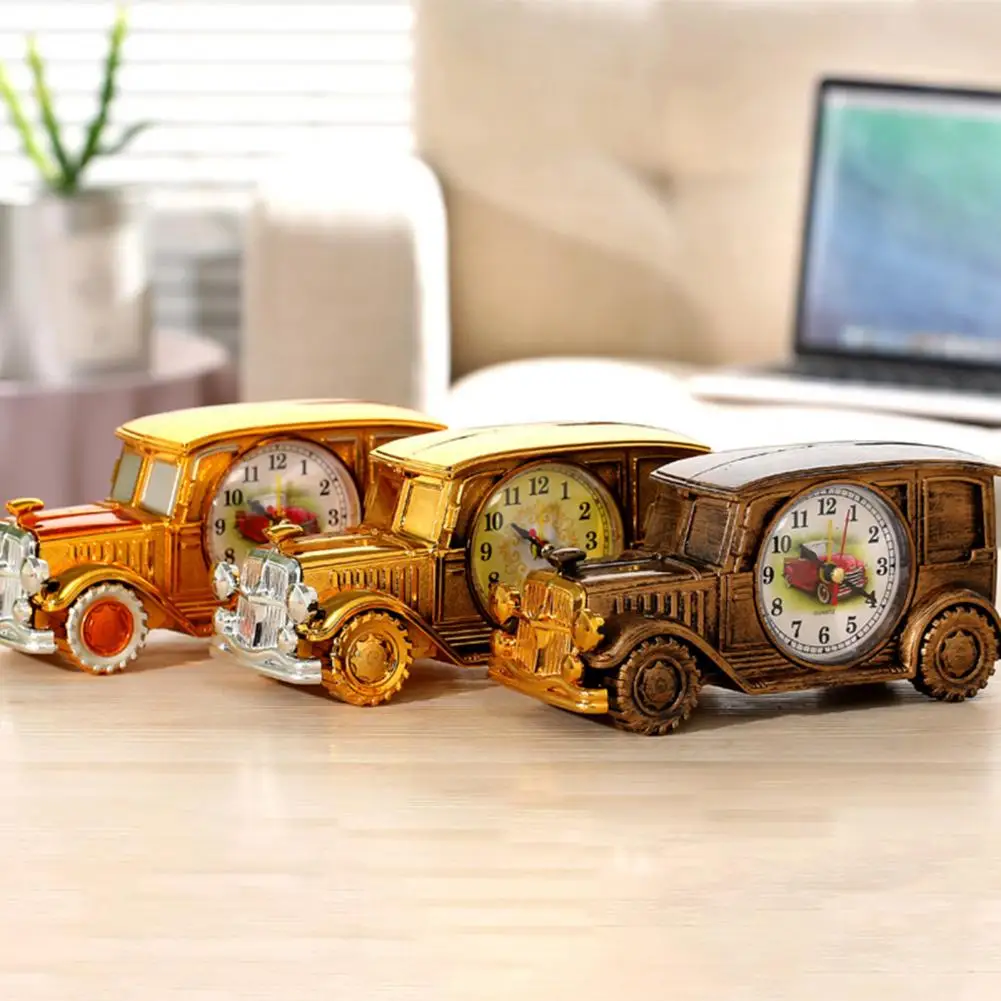 Desk Clock Plastic Desktop Clock Battery Operated Decorative  Practical Nostalgic Car Design Bedside Table Clock Home Decor