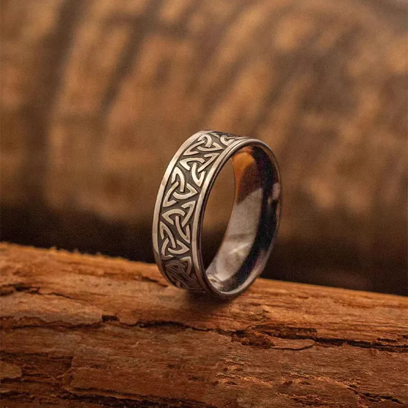 Irish Celtic Knot Stainless Steel Ring Fashion Odin Rune Ring Men's Lucky Amulet Jewelry