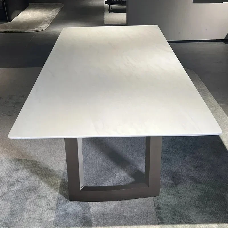 QQMilan White Jade Dining Table Natural Luxury Stone Marble High-end Rectangular Light Luxury Dining Table0294