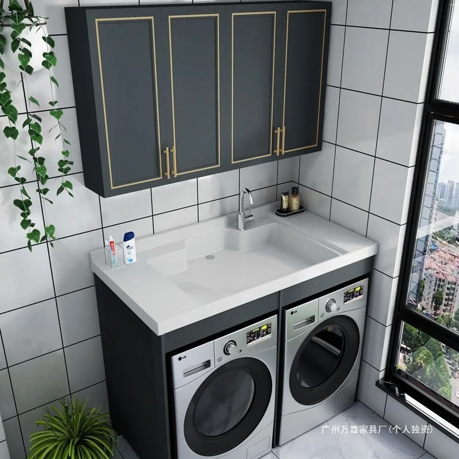 Laundry cabinet Balcony with rubbing board Laundry pool Space aluminum double position dryer Combined drum protective cover Inte
