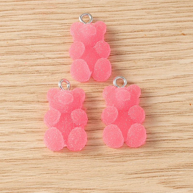 Tusember 20 Stück Niedliche Bonbonfarbene Harz-Gummibärchen-Anhänger für Schmuckherstellung Ohrringe Halskette Armband DIY Basteln – Detail 8