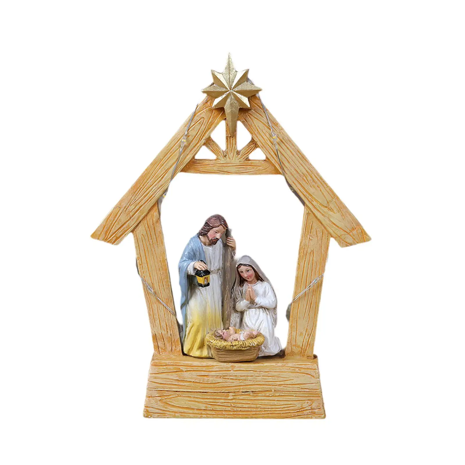 Xmas Tabletop Scenes Figures Ornaments Gifts Joseph Mary Jesus with Manger