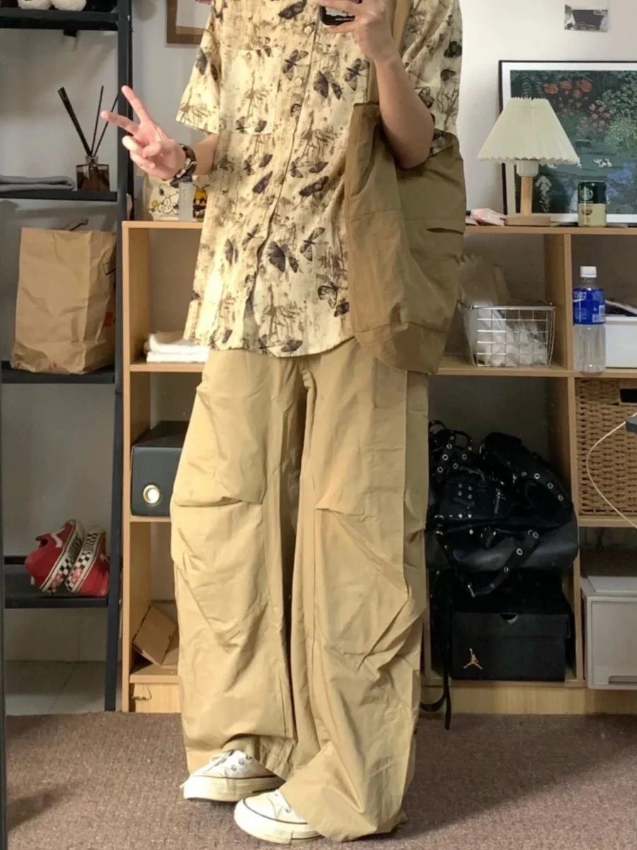 

American Retro Print ort Sve Men's irt Summer Chic Loose Versatile Japanese Sle Couple's irt