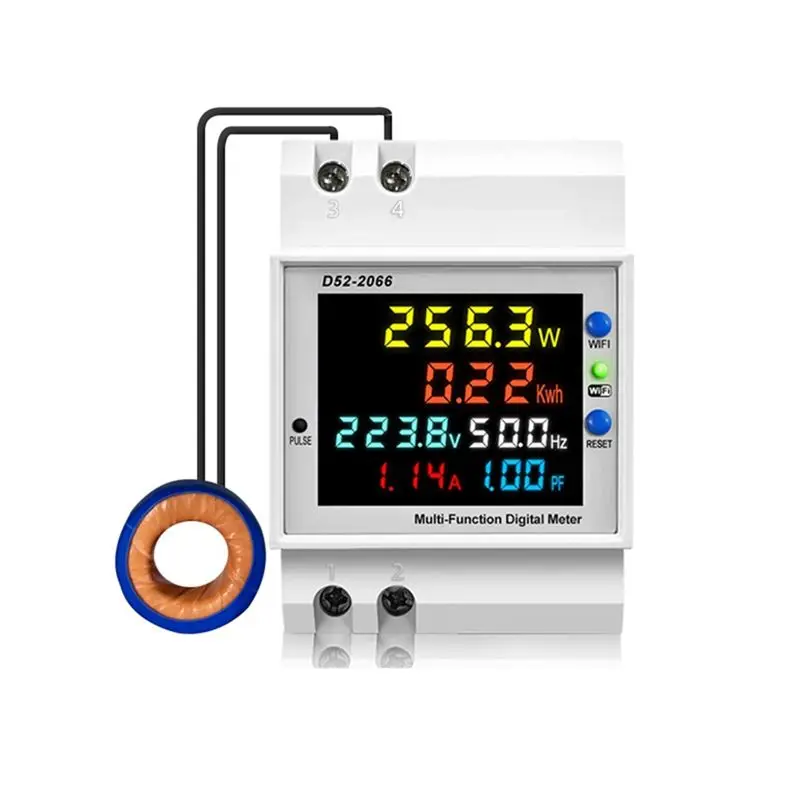 [NEWA76K!】 Tuya Wifi Intelligent Digital Display Electricity Meter DIN-Rail Voltage Current Meter Power Factor Frequency Meter