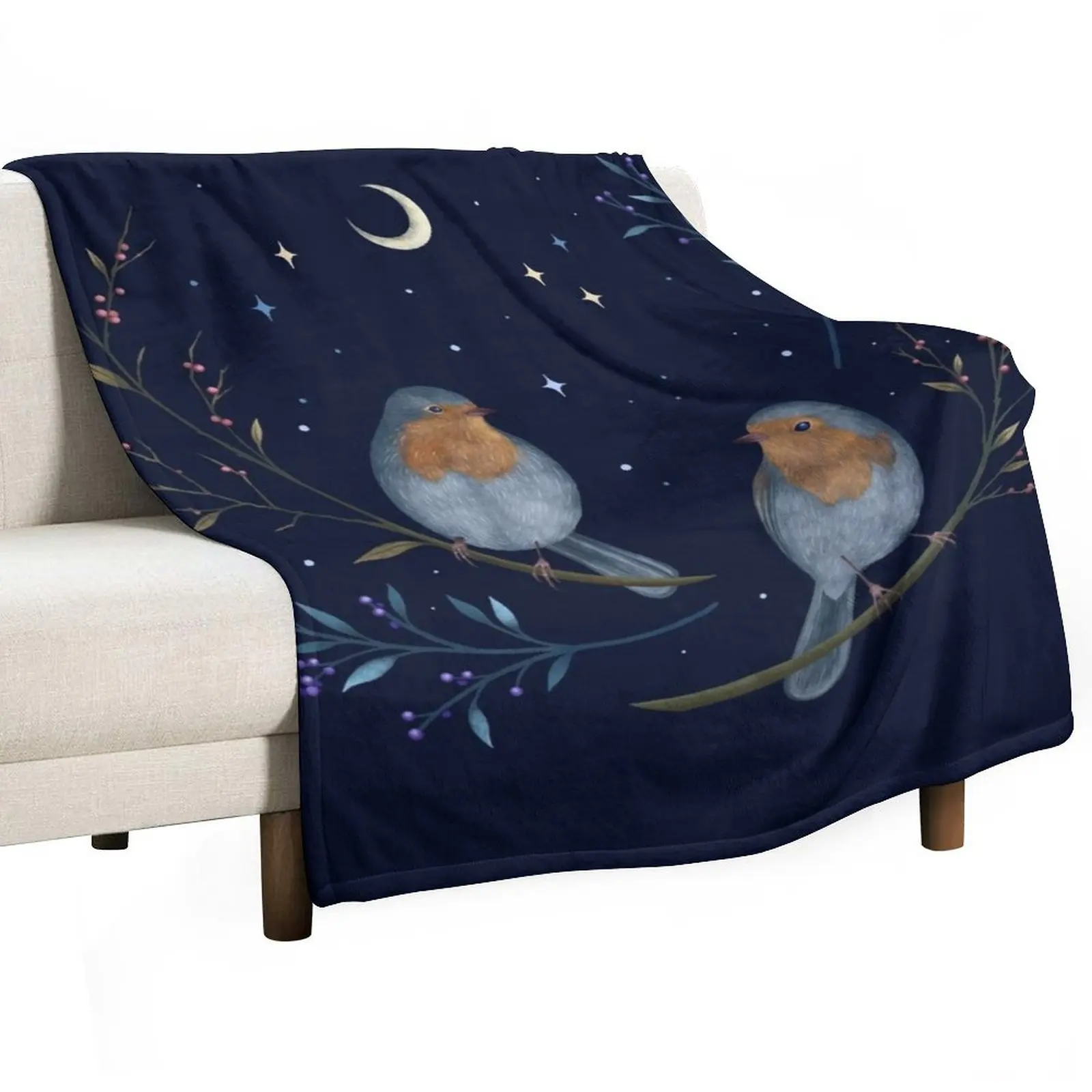 

Birds and Berries Throw Blanket Blankets For Baby Plush Moving for winter Blankets