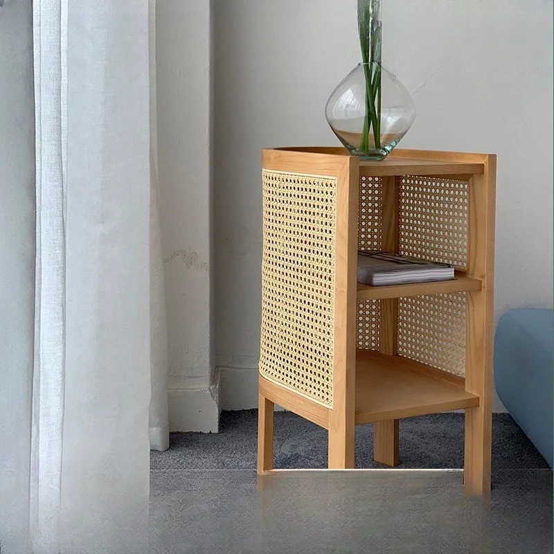 Volledige rotan rand paar massief houten huisstoelen Japans nachtkastje Indonesisch echt rotan weven eenvoudig