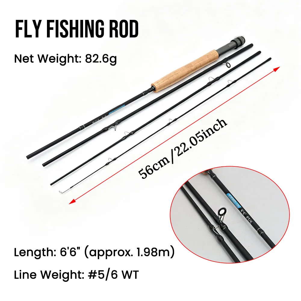 ICERIO Fly Fishing Rod Reel Combo 6'6" 5/6WT, Beginner Starter Kit with Carrying Bag, Ready-to-Fish Travel Set for Trout Bass view 2