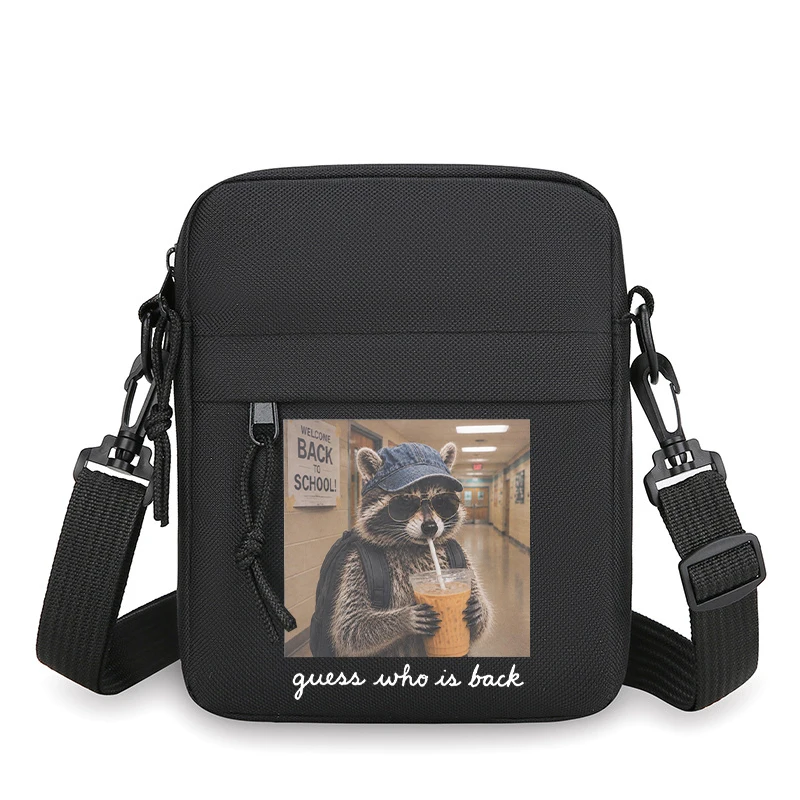 Trash Panda Raccoon Men's Shoulder Bag Harajuku Animal Meme Small Crossbody Bags Man Fashion Zipper Mini Mobile Phone Bag
